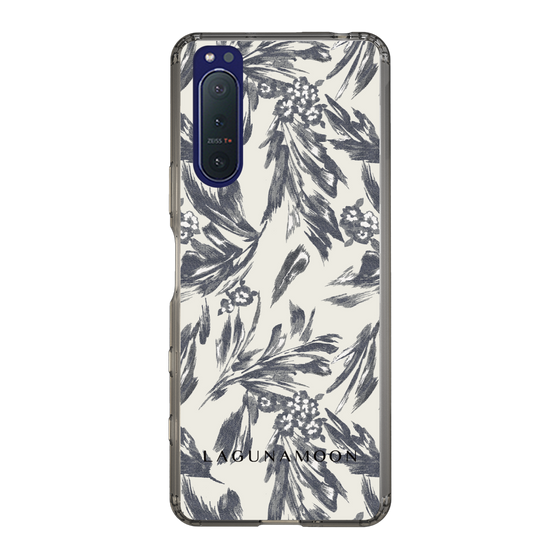 Slim Protection Case［ LAGUNAMOON - BotanicalJacquard - White×Black ］