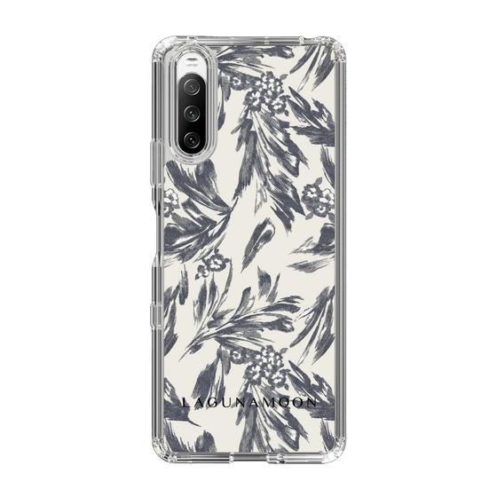 Slim Protection Case［ LAGUNAMOON - BotanicalJacquard - White×Black ］