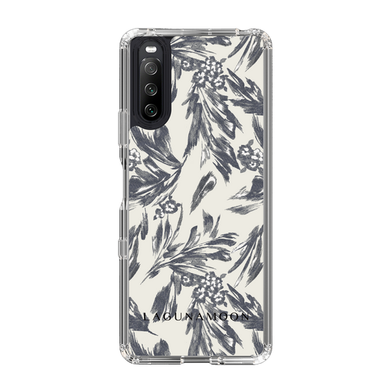 Slim Protection Case［ LAGUNAMOON - BotanicalJacquard - White×Black ］