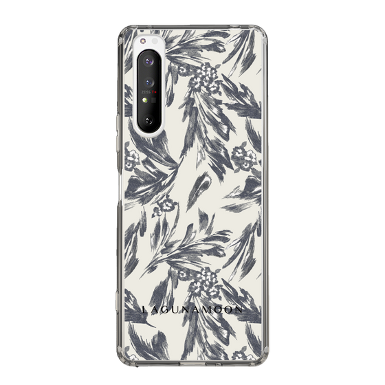 Slim Protection Case［ LAGUNAMOON - BotanicalJacquard - White×Black ］