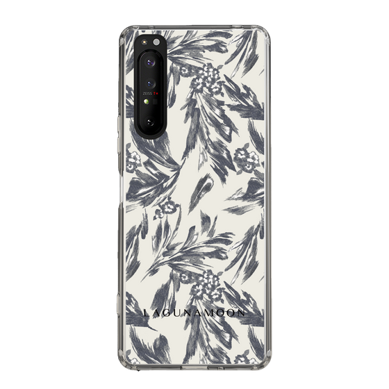 Slim Protection Case［ LAGUNAMOON - BotanicalJacquard - White×Black ］
