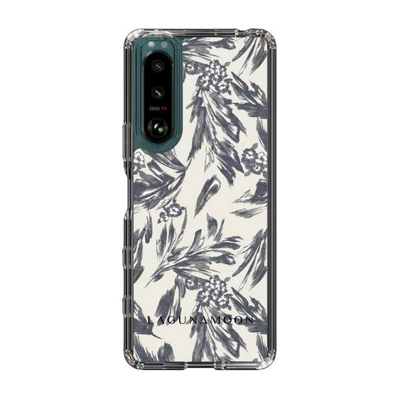 Slim Protection Case［ LAGUNAMOON - BotanicalJacquard - White×Black ］