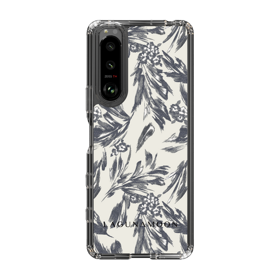 Slim Protection Case［ LAGUNAMOON - BotanicalJacquard - White×Black ］