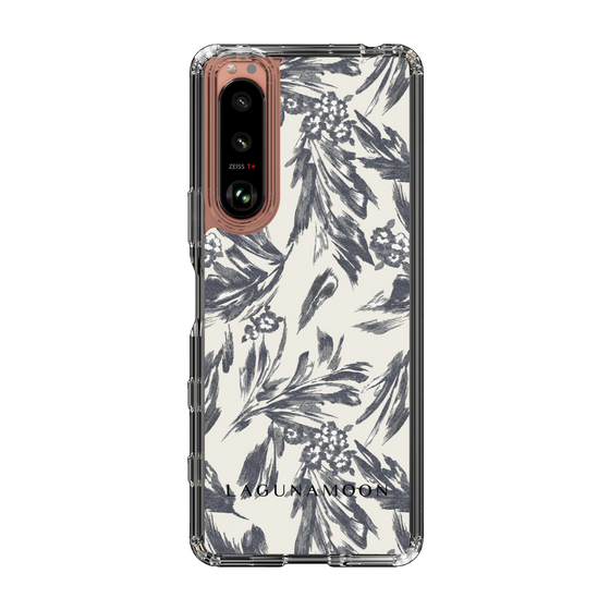 Slim Protection Case［ LAGUNAMOON - BotanicalJacquard - White×Black ］