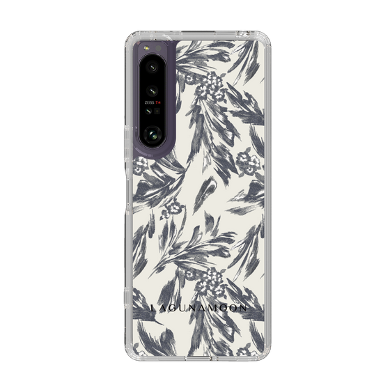 Slim Protection Case［ LAGUNAMOON - BotanicalJacquard - White×Black ］