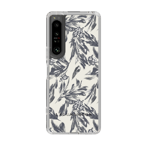 Slim Protection Case［ LAGUNAMOON - BotanicalJacquard - White×Black ］