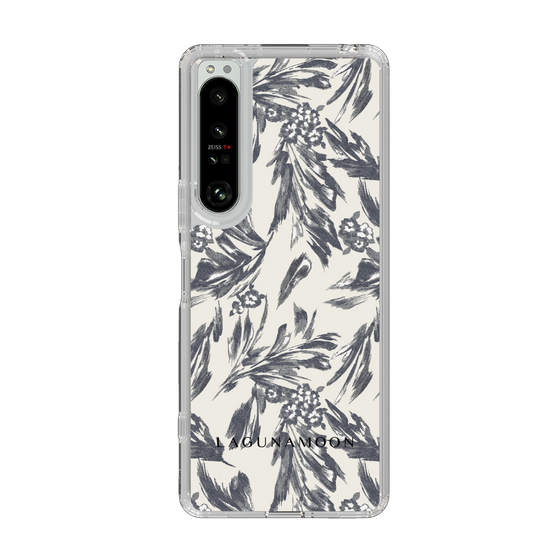 Slim Protection Case［ LAGUNAMOON - BotanicalJacquard - White×Black ］