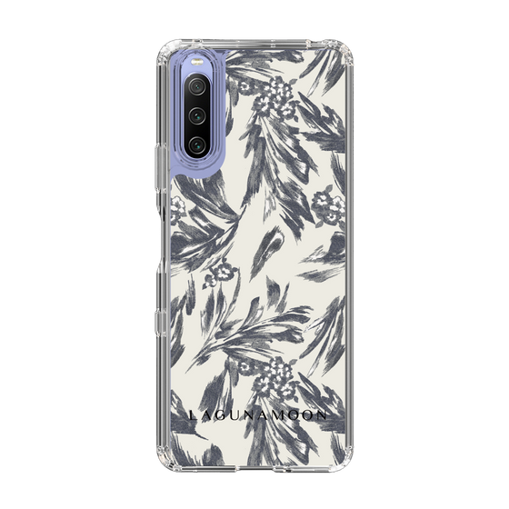 Slim Protection Case［ LAGUNAMOON - BotanicalJacquard - White×Black ］