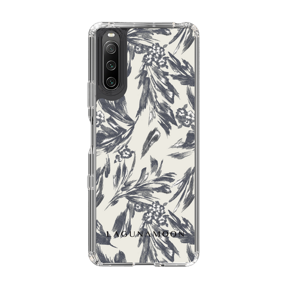 Slim Protection Case［ LAGUNAMOON - BotanicalJacquard - White×Black ］