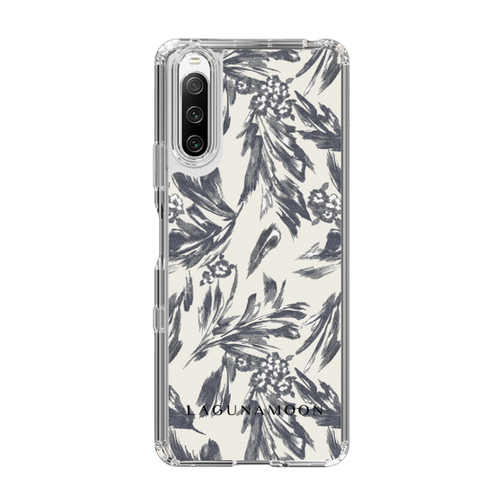 Slim Protection Case［ LAGUNAMOON - BotanicalJacquard - White×Black ］