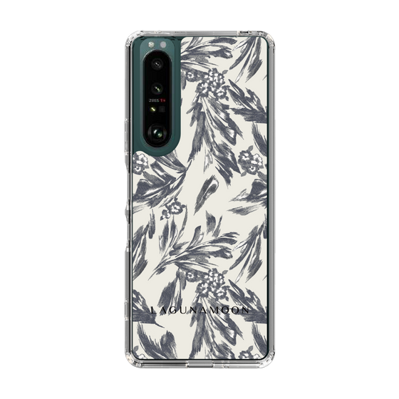 Slim Protection Case［ LAGUNAMOON - BotanicalJacquard - White×Black ］