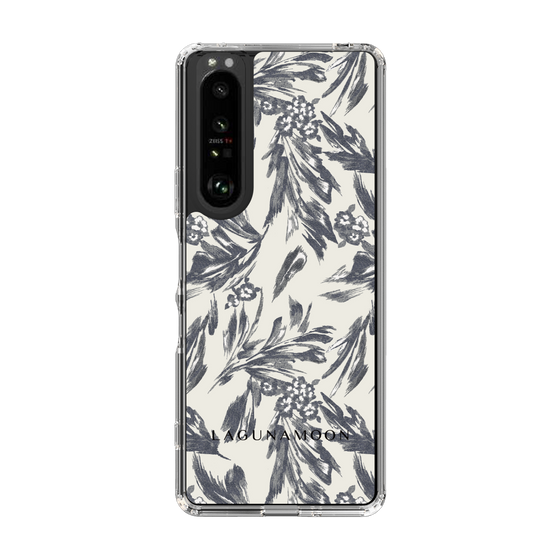 Slim Protection Case［ LAGUNAMOON - BotanicalJacquard - White×Black ］