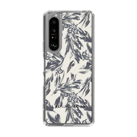 Slim Protection Case［ LAGUNAMOON - BotanicalJacquard - White×Black ］