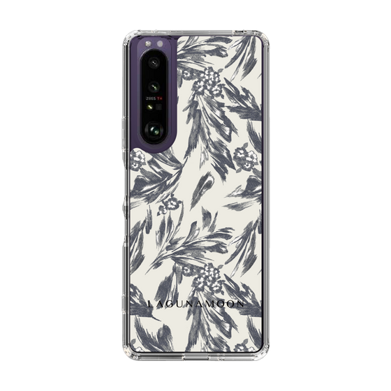 Slim Protection Case［ LAGUNAMOON - BotanicalJacquard - White×Black ］