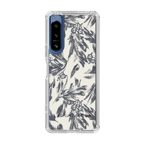 Slim Protection Case［ LAGUNAMOON - BotanicalJacquard - White×Black ］
