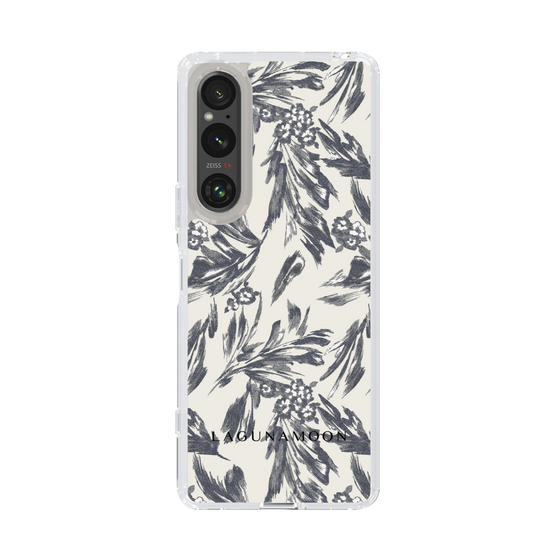 Slim Protection Case［ LAGUNAMOON - BotanicalJacquard - White×Black ］