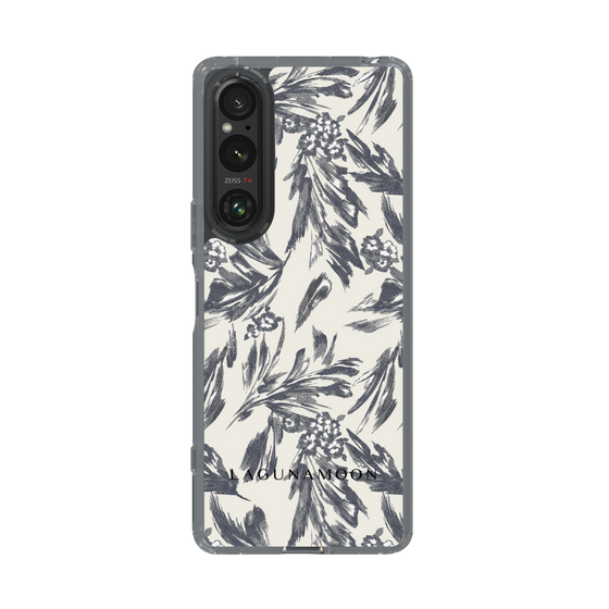 Slim Protection Case［ LAGUNAMOON - BotanicalJacquard - White×Black ］