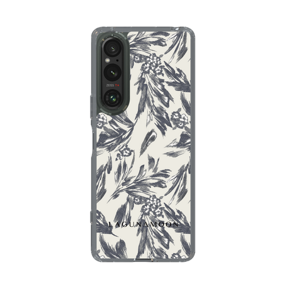 Slim Protection Case［ LAGUNAMOON - BotanicalJacquard - White×Black ］