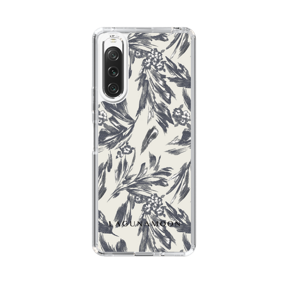 Slim Protection Case［ LAGUNAMOON - BotanicalJacquard - White×Black ］