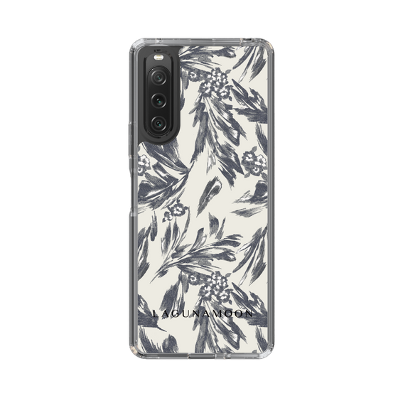 Slim Protection Case［ LAGUNAMOON - BotanicalJacquard - White×Black ］