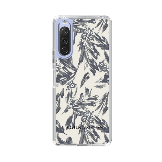 Slim Protection Case［ LAGUNAMOON - BotanicalJacquard - White×Black ］