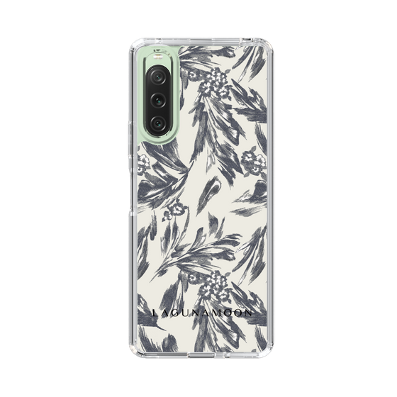 Slim Protection Case［ LAGUNAMOON - BotanicalJacquard - White×Black ］