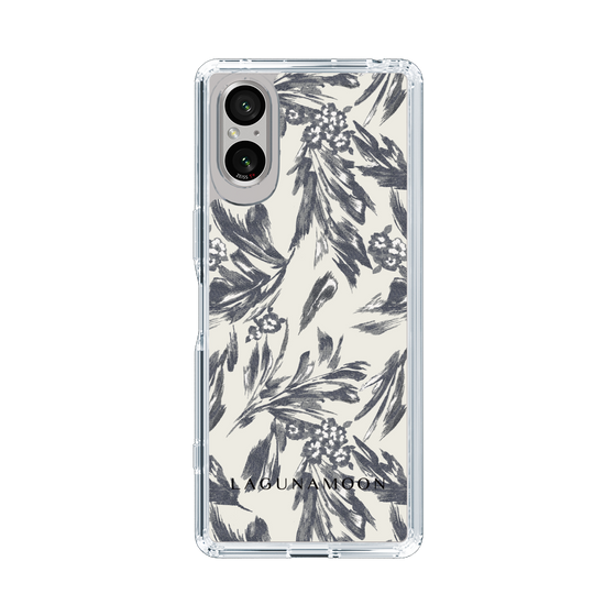 Slim Protection Case［ LAGUNAMOON - BotanicalJacquard - White×Black ］