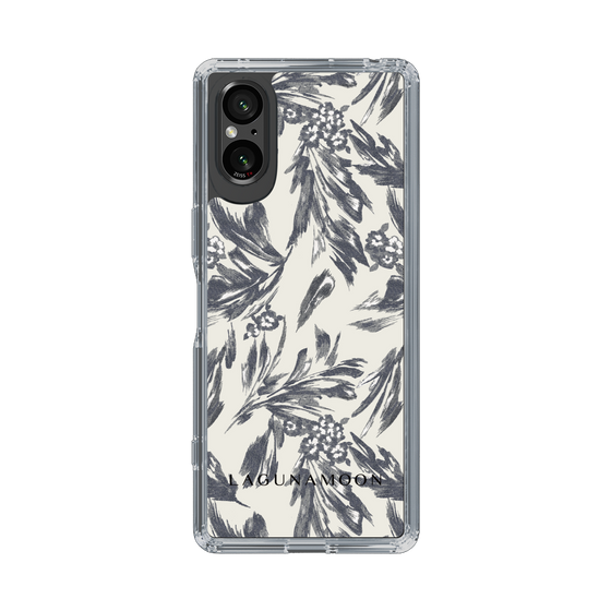 Slim Protection Case［ LAGUNAMOON - BotanicalJacquard - White×Black ］