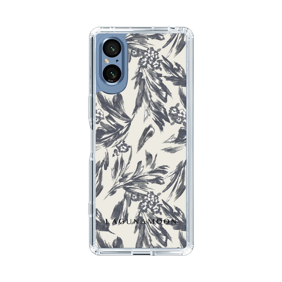 Slim Protection Case［ LAGUNAMOON - BotanicalJacquard - White×Black ］