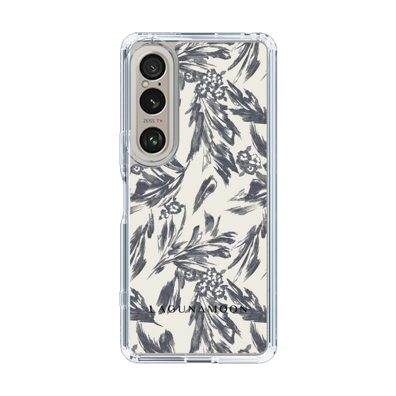 Slim Protection Case［ LAGUNAMOON - BotanicalJacquard - White×Black ］