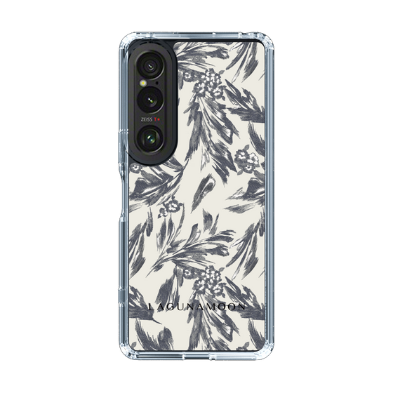Slim Protection Case［ LAGUNAMOON - BotanicalJacquard - White×Black ］