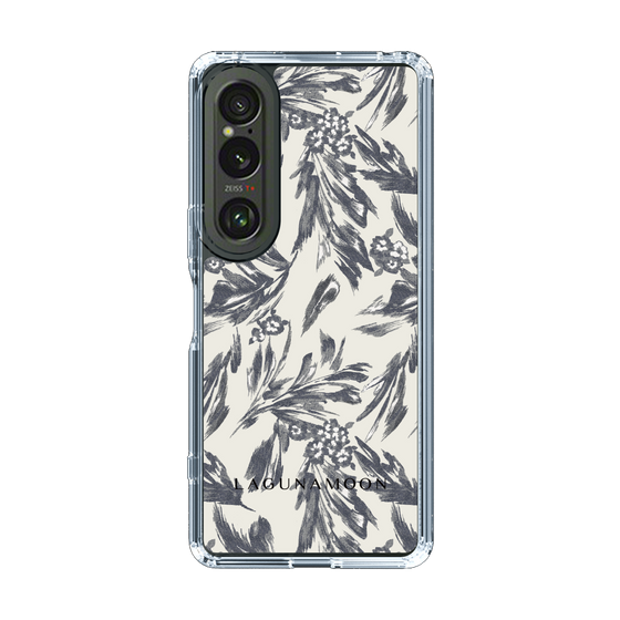 Slim Protection Case［ LAGUNAMOON - BotanicalJacquard - White×Black ］