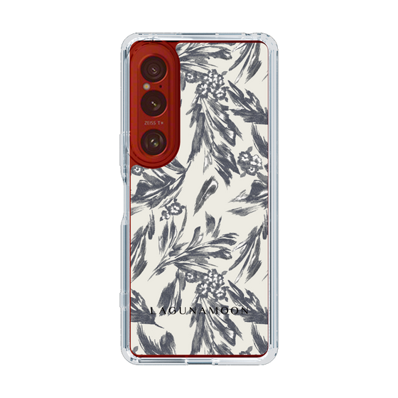 Slim Protection Case［ LAGUNAMOON - BotanicalJacquard - White×Black ］
