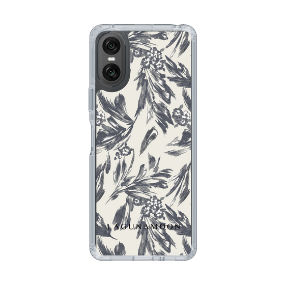 Slim Protection Case［ LAGUNAMOON - BotanicalJacquard - White×Black ］