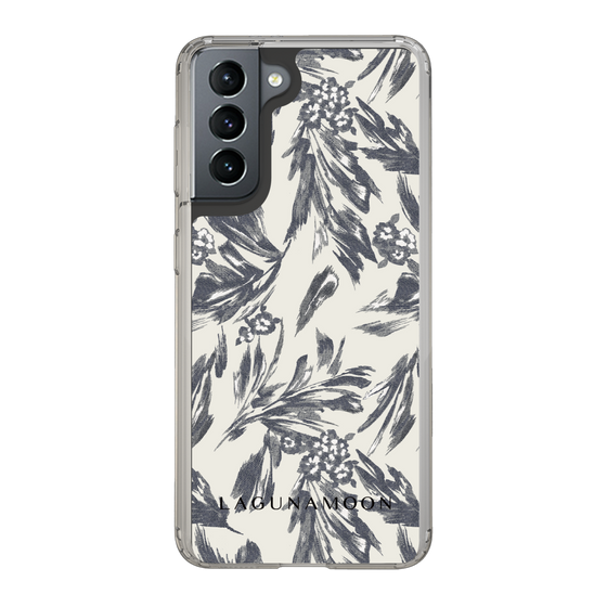 Slim Protection Case［ LAGUNAMOON - BotanicalJacquard - White×Black ］