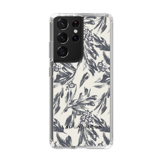 Slim Protection Case［ LAGUNAMOON - BotanicalJacquard - White×Black ］