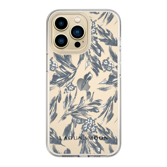 Slim Protection Case［ LAGUNAMOON - BotanicalJacquard - Clear×Black ］