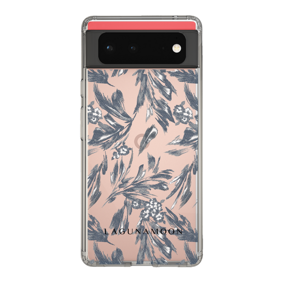 Slim Protection Case［ LAGUNAMOON - BotanicalJacquard - Clear×Black ］
