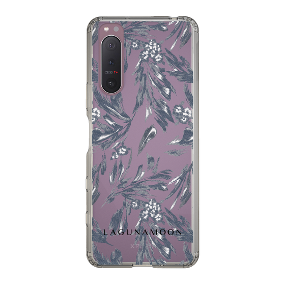 Slim Protection Case［ LAGUNAMOON - BotanicalJacquard - Clear×Black ］