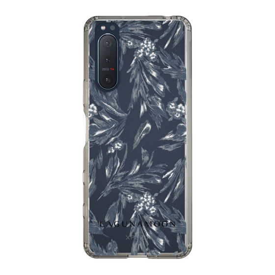 Slim Protection Case［ LAGUNAMOON - BotanicalJacquard - Clear×Black ］