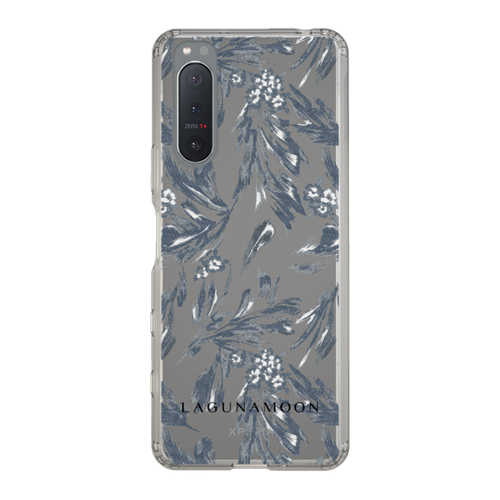 Slim Protection Case［ LAGUNAMOON - BotanicalJacquard - Clear×Black ］
