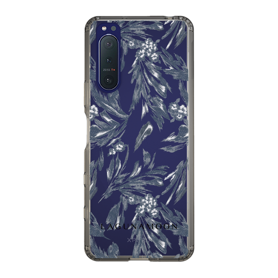 Slim Protection Case［ LAGUNAMOON - BotanicalJacquard - Clear×Black ］