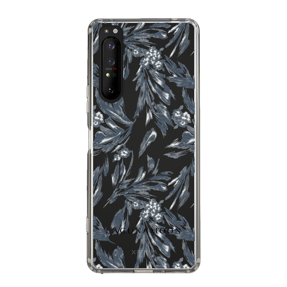 Slim Protection Case［ LAGUNAMOON - BotanicalJacquard - Clear×Black ］