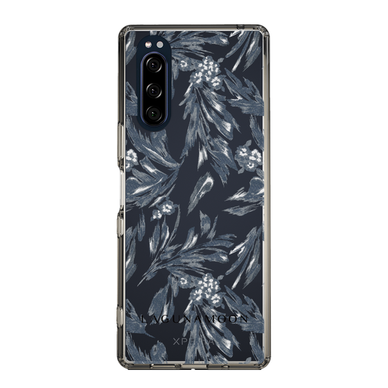 Slim Protection Case［ LAGUNAMOON - BotanicalJacquard - Clear×Black ］