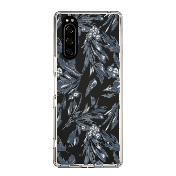 Slim Protection Case［ LAGUNAMOON - BotanicalJacquard - Clear×Black ］