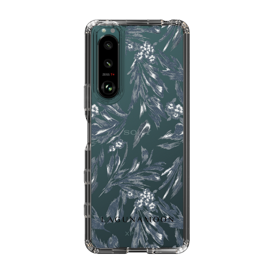 Slim Protection Case［ LAGUNAMOON - BotanicalJacquard - Clear×Black ］