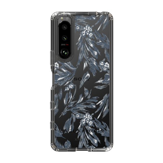 Slim Protection Case［ LAGUNAMOON - BotanicalJacquard - Clear×Black ］