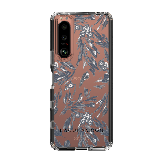 Slim Protection Case［ LAGUNAMOON - BotanicalJacquard - Clear×Black ］