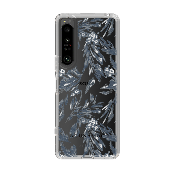 Slim Protection Case［ LAGUNAMOON - BotanicalJacquard - Clear×Black ］