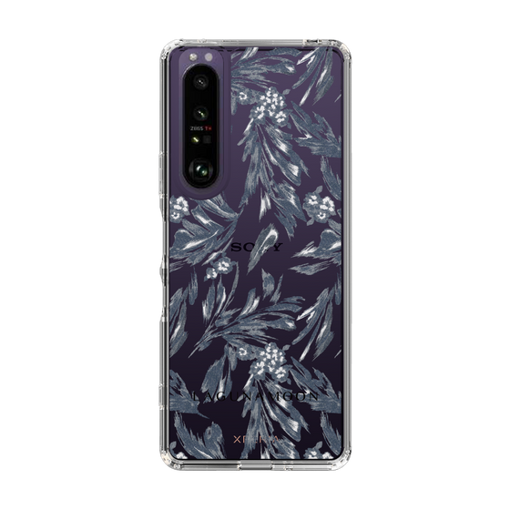 Slim Protection Case［ LAGUNAMOON - BotanicalJacquard - Clear×Black ］